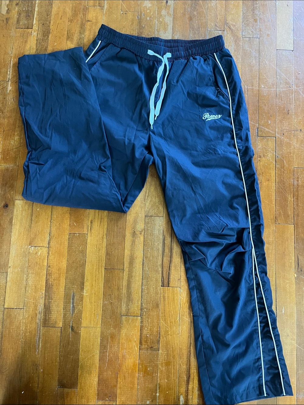 Amazon Navy Track Pants with White Piping and Drawstring
